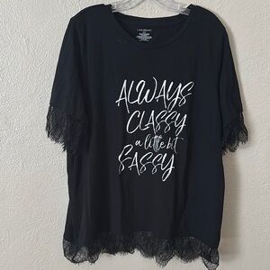 Lane Bryant Lace Edge Women’s Plus Size T-shirt, Black, 22/24 3X